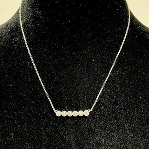 NWOT Diamonique CZ Textured Bar Design 925 Sterling Silver Necklace